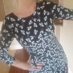 LEOTA 3/4 SLEEVE BLACK PRINT DRESS